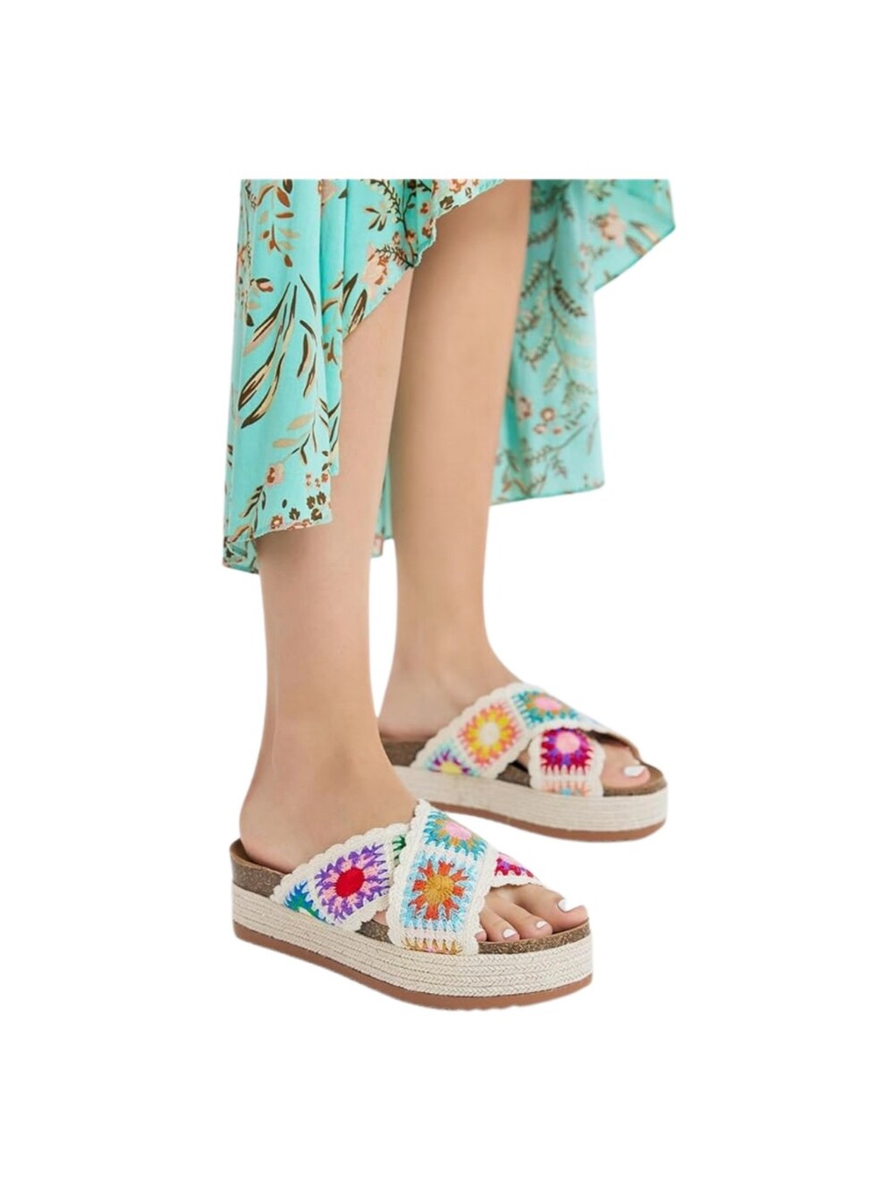 Coutgo Crochet Platform Wedge Espadrille Sandals Size 7.5 NEW!! - Picture 7 of 8